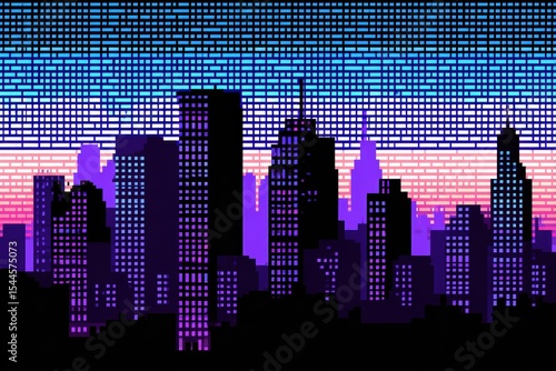 Pixelated gradient with a retro tech feel. 