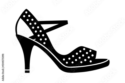 Elegant Diamond-Studded Women's Sandal with Ankle Strap Vector Icon on White