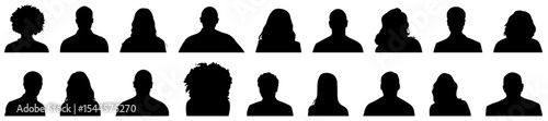 Monochrome diverse faceless anonymous people characters avatar headshot portrait isolated set