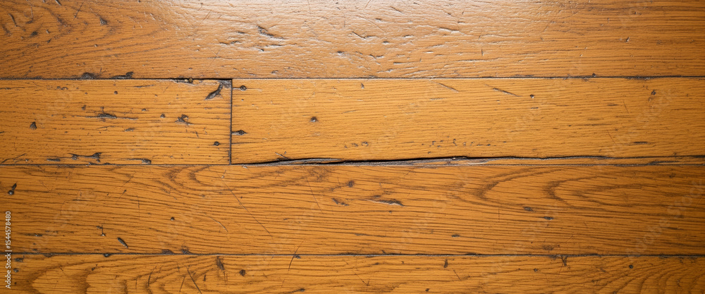 Fototapeta premium Friction lines, small notches, and uneven color tones bring authenticity to this unrefined wooden plank surface.