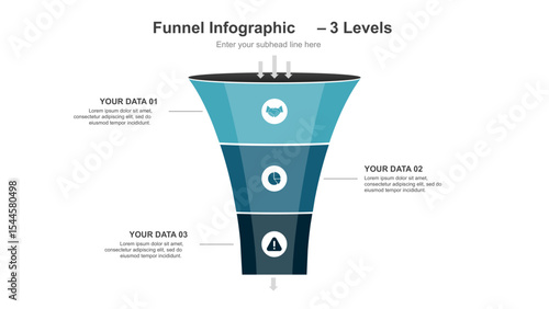 Horizontal Funnel Infographic with 5 Levels