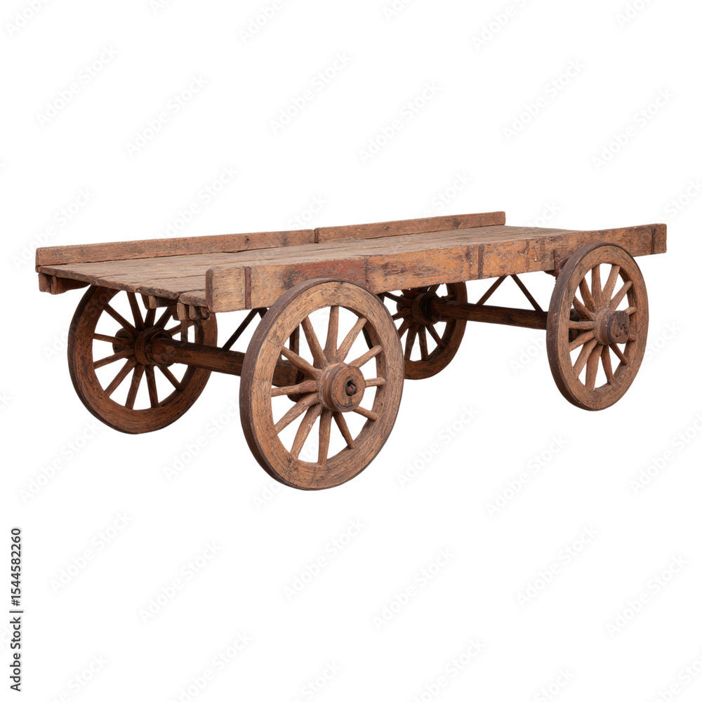 Fototapeta premium Isolated Wooden Cart on Transparent Background for Creative Use