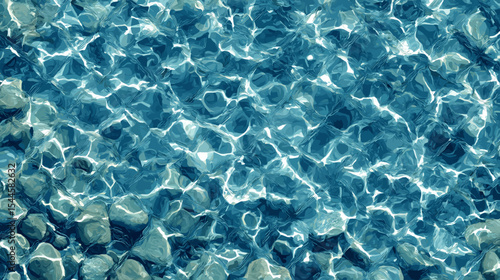 透明度が高い水面、清流、ベクターイラスト