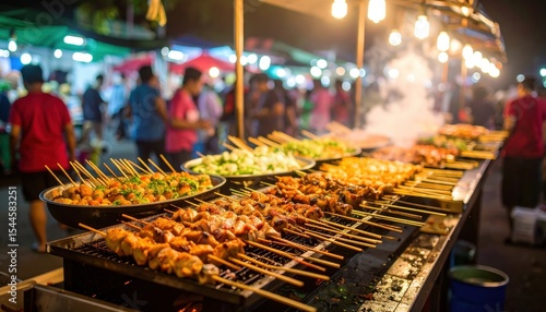Wallpaper Mural Grilled Meat Skewers at Night Food Market Torontodigital.ca