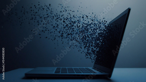 laptop with binary code