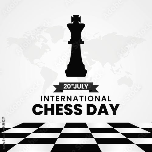 International Chess Day greeting card creative banner, poster, social media post illustration