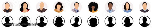 People portraits vector illustration. profile picture User avatars in circles. Collection of male and female human profile face icons. Faceless, Unknown or anonymous person.