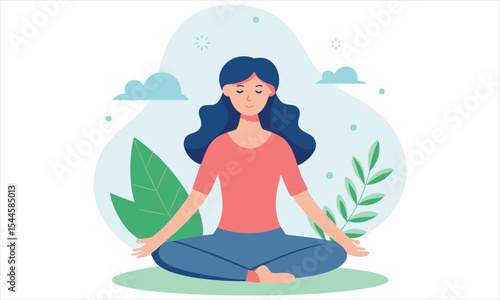 Woman meditating in a peaceful natural setting