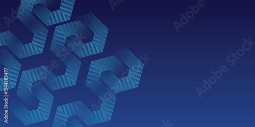 Modern dark blue background with hexagon geometric lines pattern. Abstract shiny hexagon lines. Futuristic technology concept nice illustration elegant gradient