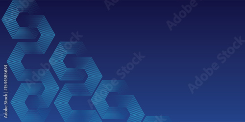 Modern dark blue background with hexagon geometric lines pattern. Abstract shiny hexagon lines. Futuristic technology concept nice illustration