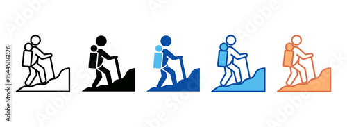Mountain Hiking Icon Set Multiple Style Collection