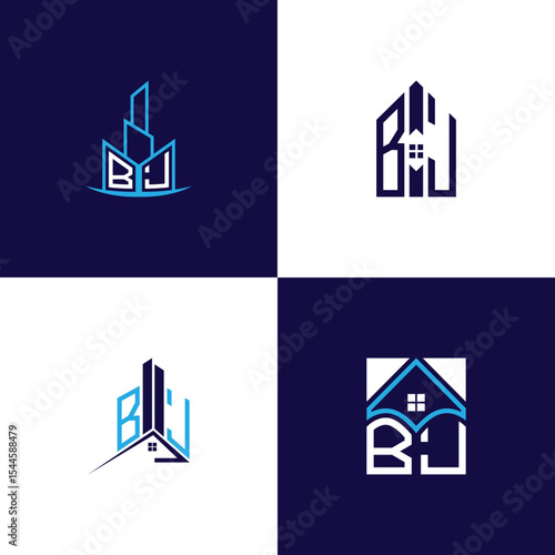 BJ Real Estate Lettermark Logo Design Set – Modern Architecture and Building Concepts