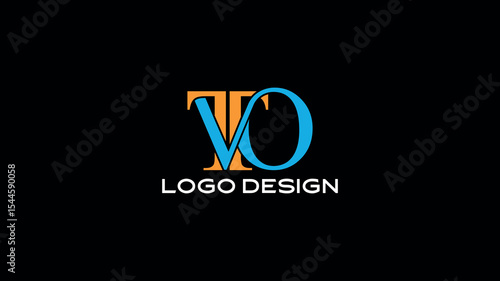 Elegant TVO monogram logo design with overlapping orange and blue letters on black background, ideal for corporate branding, creative agencies, media companies, and professional identity