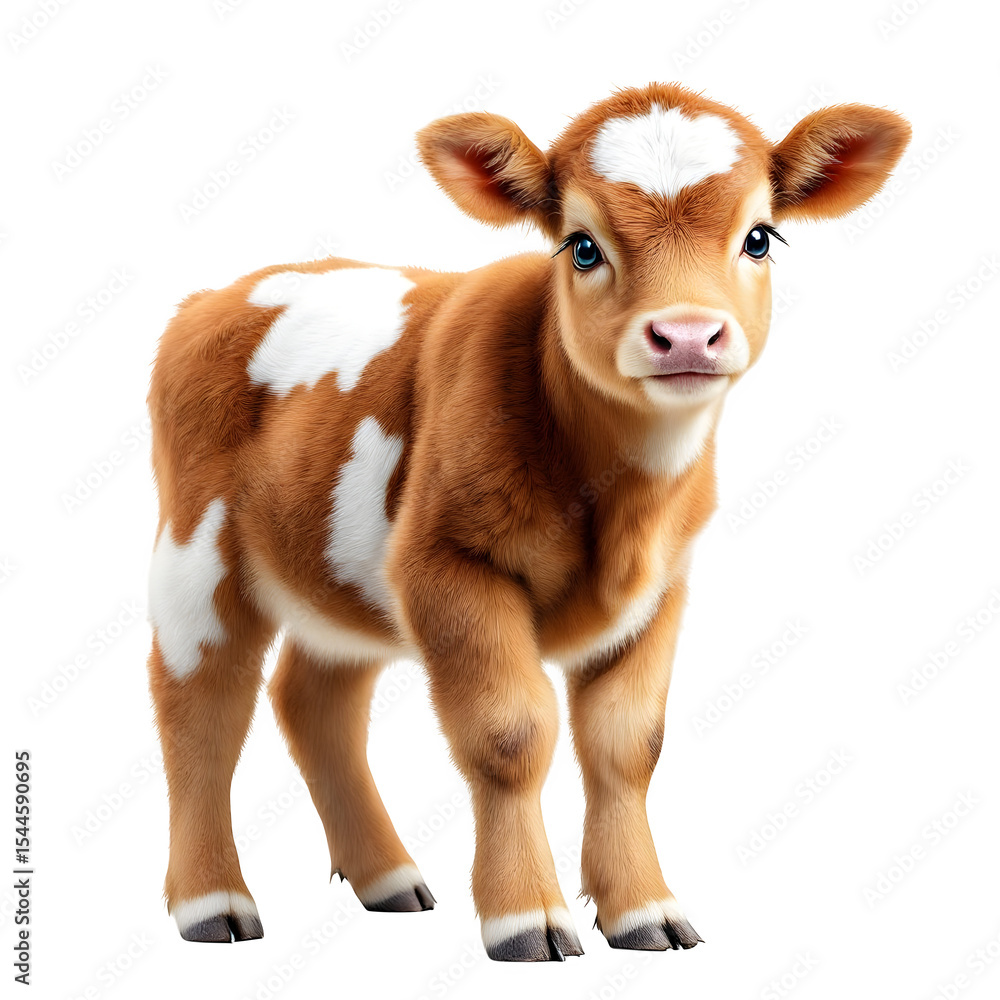 A cute baby calf isolated on transparent background A cute baby calf isolated on transparent background