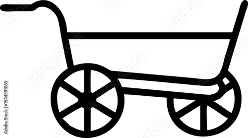 Black and White Wheelbarrow Icon Simple Line Art cart