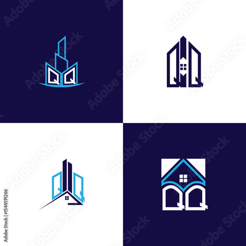 QQ Real Estate Lettermark Logo Design Set – Modern Architecture and Building Concepts