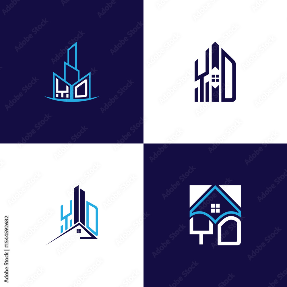 Fototapeta premium YD Real Estate Lettermark Logo Design Set – Modern Architecture and Building Concepts