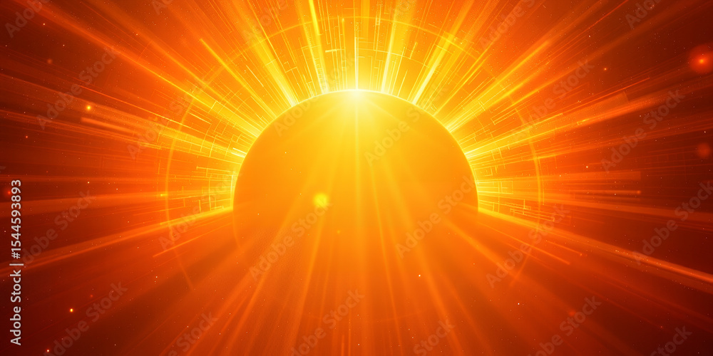 Obraz premium A radiant sun emitting bright yellow and orange light with a textured background glow