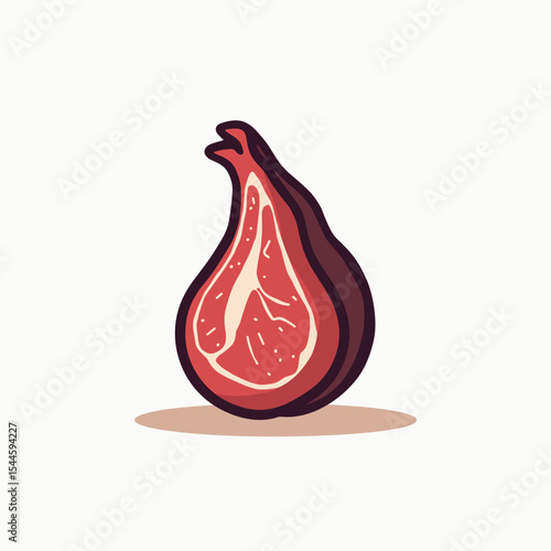 Stylized Meat Cut Illustration with Marbling Detail on White Background, Food Concept