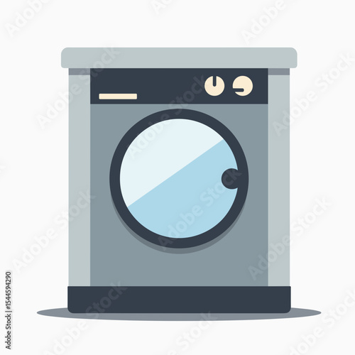 Washing Machine Illustration in Flat Design Style for Laundry and Household Appliances
