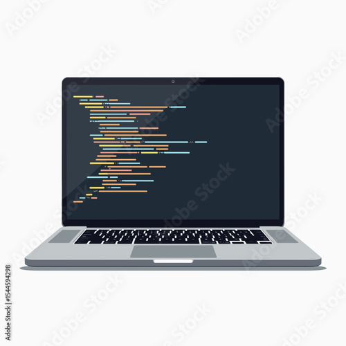 Laptop Displaying Colorful Code Snippets on Screen for Software Development and Programming