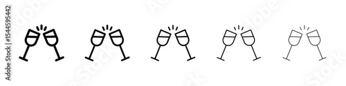 Wine toast icon filled flat sign concept for web design.