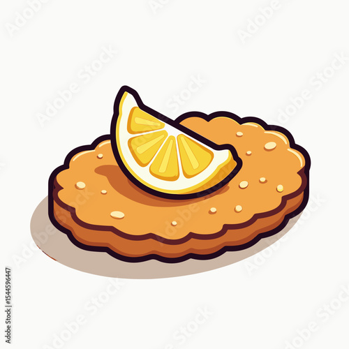 Cartoon Cookie with Lemon Slice: A Sweet and Citrusy Treat Illustration