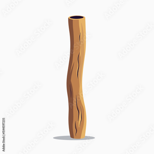 Stylized Wooden Log Illustration with Hollow Center, Brown and Tan Colors, Isolated on White Background