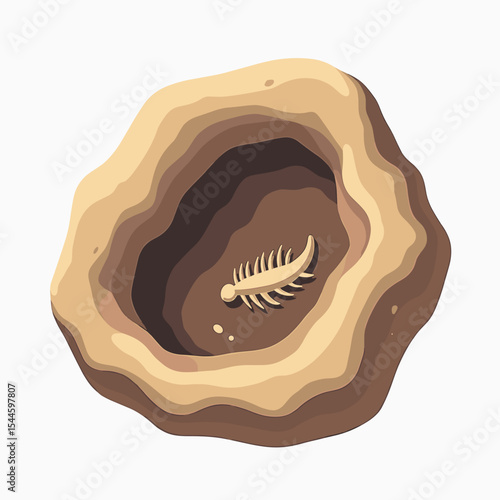Fossilized Trilobite Embedded in Rock Layers, Paleontological Discovery Illustration