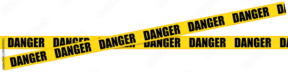 Yellow Danger Tape - Isolated on White Background Yellow Danger Tape - Isolated on White Background
