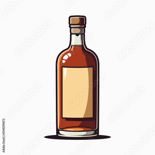 Illustration of a Bottle of Liquor with a Blank Label, Perfect for Mockups and Advertisements