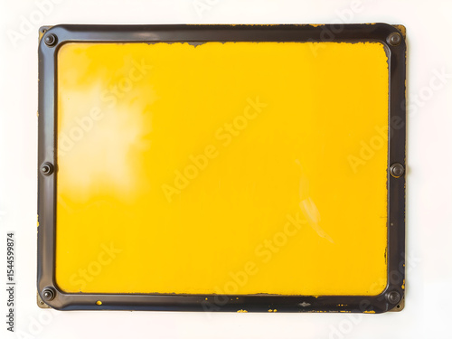 Square rusty metal signage with bolts. Ideal for vintage, grunge, or warning sign visuals. Generative AI