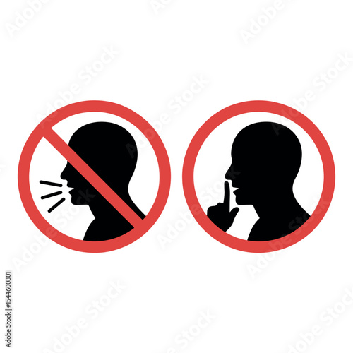 Icons Displaying Actions to Avoid and Implement with Black Silhouettes Inside Red Circles on White Background