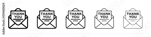 thank you letter icon filled flat sign concept for web design.