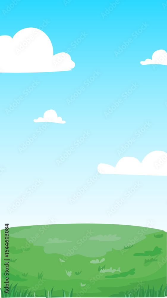 Fototapeta premium Yellow Flower Field Background – Vertical Cartoon Nature Background Vector