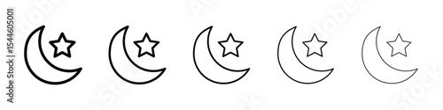 Star and crescent icon filled flat sign concept for web design.