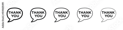 Speech bubbles thank you icon filled flat sign concept for web design.