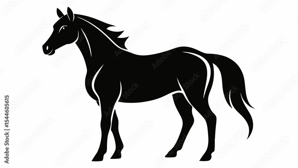 Black horse vector illustration featuring a running stallion silhouette, ideal for equestrian and farm-themed designs Black horse vector illustration featuring a running stallion silhouette, ideal for equestrian and farm-themed designs