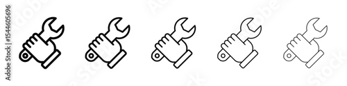 Spanner in hand icon filled flat sign concept for web design.