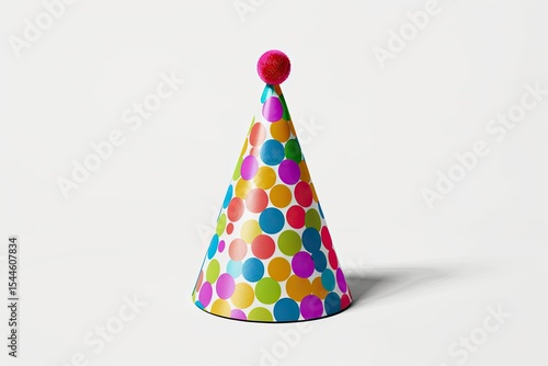 Detailed Color Image of Colorful Birthday Cap Isolated on White Background