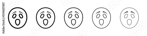 Shocked face emoji icon filled flat sign concept for web design.