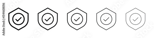 Shield check icon filled flat sign concept for web design.