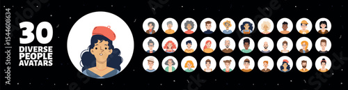Modern Flat Design Human Face Avatars