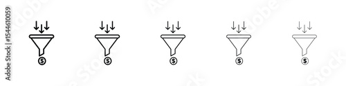 Sales funnel icon filled flat sign concept for web design.