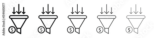 Sales funnel icon filled flat sign concept for web design.