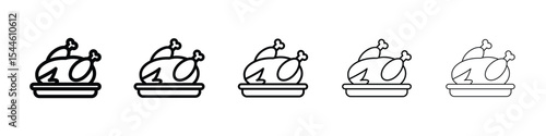 Roasted chicken turkey icon filled flat sign concept for web design.