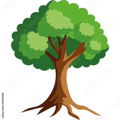 Vibrant Tree Illustration: A lively illustration of a lush green tree, embodying the vitality of nature. 