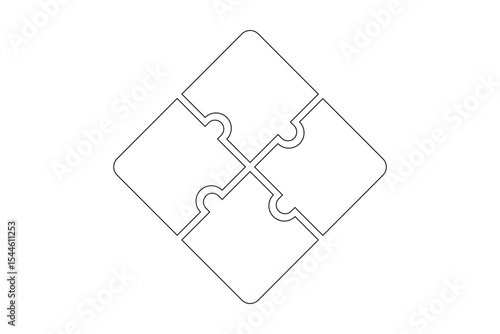 4 Piece Puzzle Infographic Set of Puzzle Pieces Vector. Jigsaw Puzzle on White Background. Set of Puzzle Pieces. Vector Illustration.