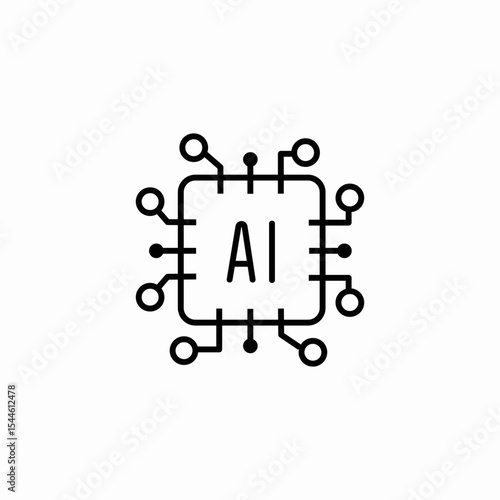 ai chip processor icon sign vector