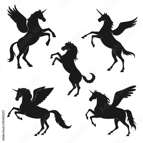Unicorn Silhouettes Collection Vector Set